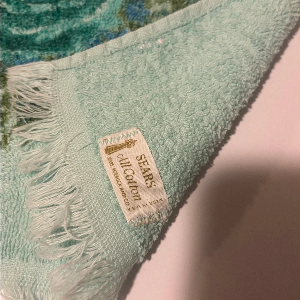 Sears All Cotton Made in USA Floral Hand Towels Set of Two